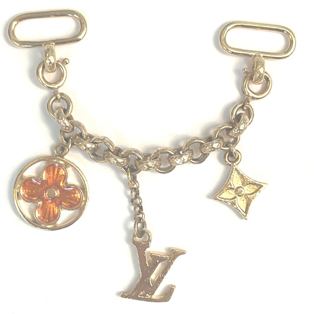 Louis Vuitton Gold Tone Chain & Pink Charms / Bag Charms / Key Chain
